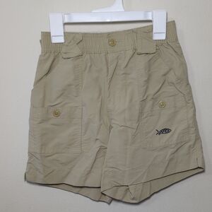 AFTCO Original Fishing Shorts Beige Cargo Outdoor 5" Inseam Youth Size 26"
